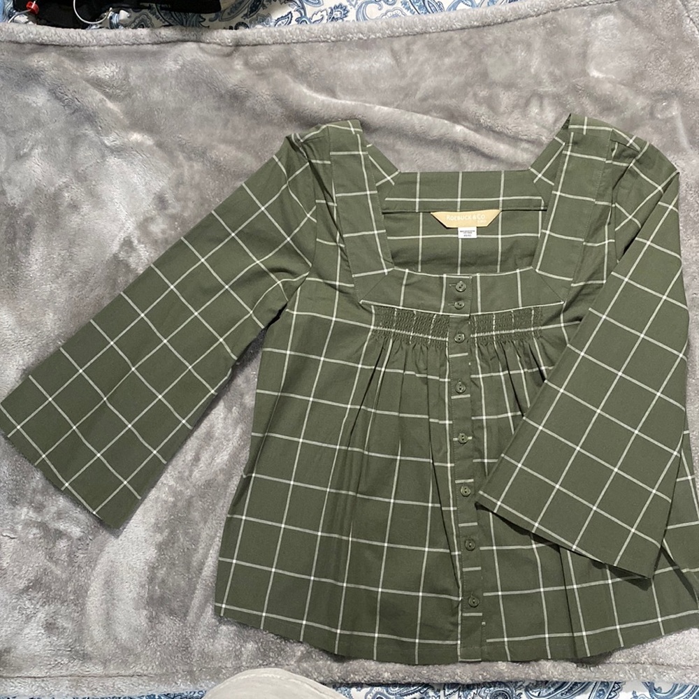 Cute button up bell sleeve top | Roebuck & Co